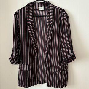 Pimkie Striped Burgundy, White and black Women's Blazer